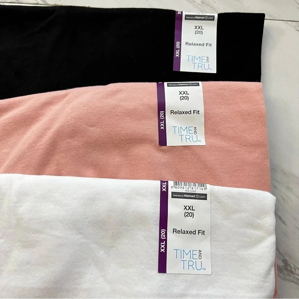 Lot of 3 T-Shirt Pima Cotton V-Neck Size XXLarge (20) Relaxed White /Black/Pink - Picture 6 of 8